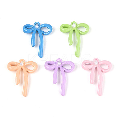 Rack Plating Spray Painted Alloy and ABS Imitation Pearl Pendants X-PALLOY-T090-44-1