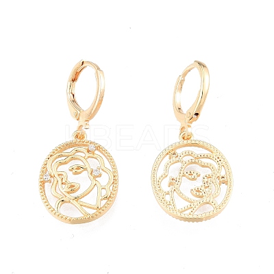 Clear Cubic Zirconia Abstract Face Dangle Leverback Earrings EJEW-N012-59-1
