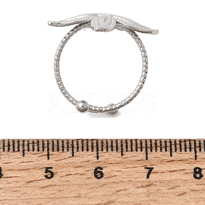 Starfish 304 Stainless Steel Cuff Open Rings for Women RJEW-A105-01P-1