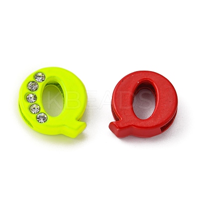 Spray Painted Zinc Alloy Slide Charms ALRI-WH0005-13Q-1
