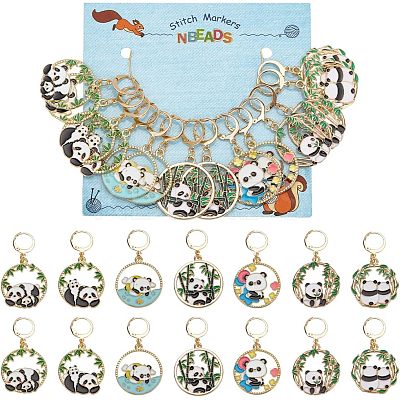 Alloy Enamel Panda Pendant Stitch Markers HJEW-AB00267-1