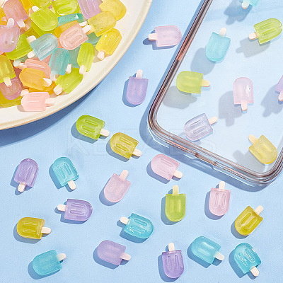 80Pcs 5 Colors Luminous Resin Decoden Cabochons RESI-AR0001-35-1