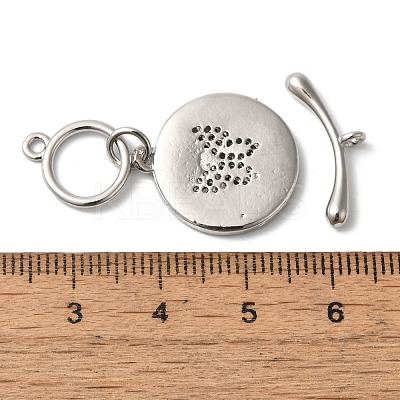 Brass Micro Pave Clear Cubic Zirconia Toggle Clasps KK-N254-92P-1