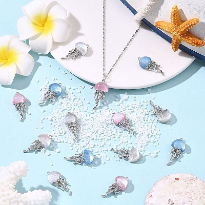 20Pcs 4 Colors Alloy Resin Pendants RESI-YW0005-73-1