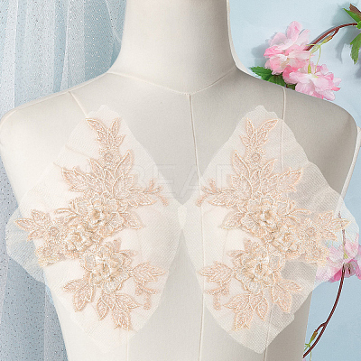 Flower Shape Polyester Embroidery Sew on Flower Appliques DIY-WH20032-60A-1