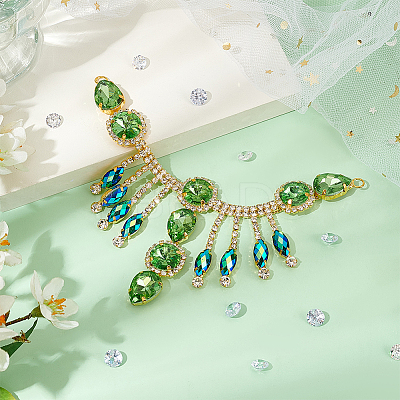 1Pc Flower Brass Rhinestone Ornament Accessories OHAR-FG0001-03-1