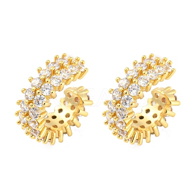 Rack Plating Brass Cubic Zirconia Cuff Earrings EJEW-K245-39G-1