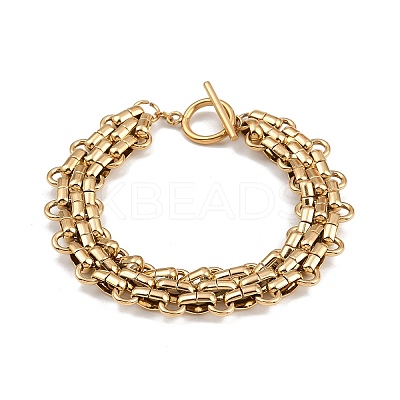 304 Stainless Steel Oval Link Chain Bracelets BJEW-G759-03G-1
