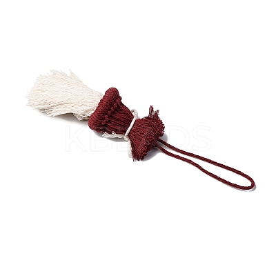 Cotton Cord with Wood Bead Pendant Decorations HJEW-JM04096-1