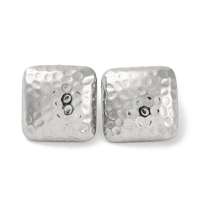 304 Stainless Steel Square Stud Earrings EJEW-D281-28S-1