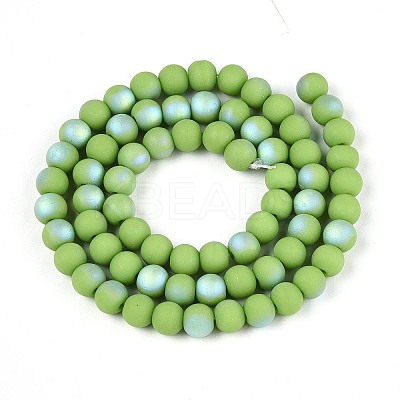 Frosted Opaque Glass Beads Strands GLAA-T032-P6mm-MBB06-1