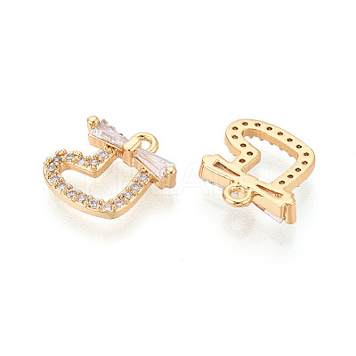 Brass Micro Pave Clear Cubic Zirconia Charms KK-N286-01G-1