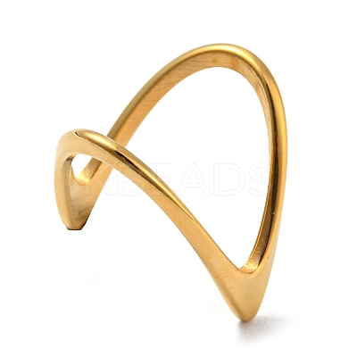 Ion Plating(IP) 304 Stainless Steel Cuff Rings for Women RJEW-E078-02G-1