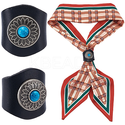Flower Imitation Leather Scarf Clips AJEW-WH20001-16A-02-1