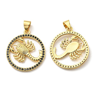 Brass Micro Pave Cubic Zirconia Pendants KK-K341-18G-01-1