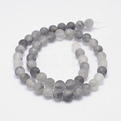 Frosted Natural Cloudy Quartz Round Beads Strands G-F255-02-4mm-1