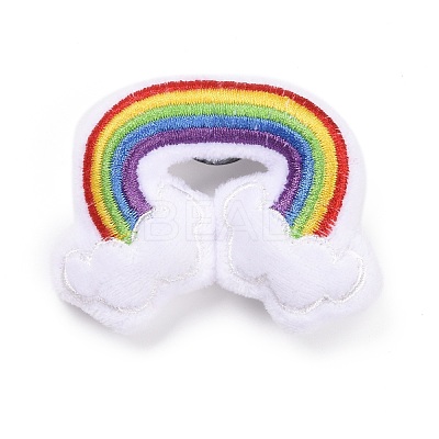 Rainbow with Cloud Cotton & Non-Woven Fabric Brooch JEWB-A003-01-1