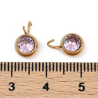 Ion Plating(IP) 304 Stainless Steel Micro Pave Cubic Zirconia Charms STAS-Z094-02G-07-1