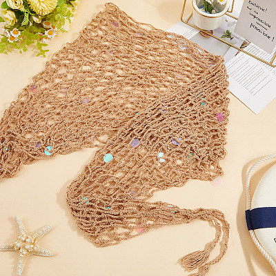 Polyester Women Crochet Beach Cover Up Sarong Wrap AJEW-WH20007-71-1