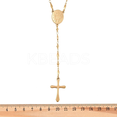 201 Stainless Steel Rosary Bead Necklaces NJEW-B143-05G-1