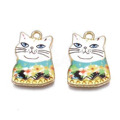 Rack Plating Alloy Enamel Pendants X-ENAM-T011-144A-1