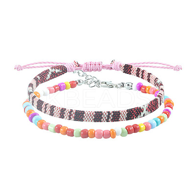 2Pcs 2 Styles Bohemian Fibre Woven Braided Bracelets Set SH5319-4-1