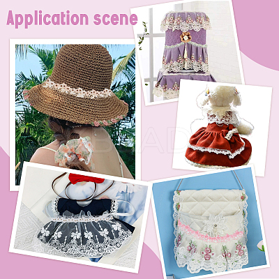 6 Yards 6 Colors Polyester Flower Embroidery Lace Trim Ribbon OCOR-PH0005-66-1