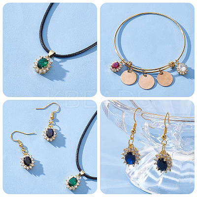 5Pcs 5 Colors Brass Micro Pave Cubic Zirconia Charms KK-FH0003-24-1