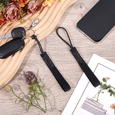 2Pcs Cowhide Leather Car Key Chain Pendant Decorations AJEW-CL0001-80A-1