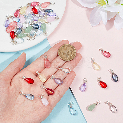 48Pcs 12 Color Transparent Glass Charms PALLOY-AB00010-1