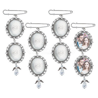 Tibetan Style Alloy Oval Pendant Cabochon Settings PALLOY-AB00009-1