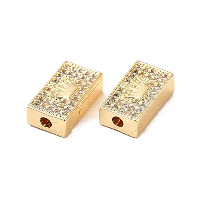 Brass Micro Pave Cubic Zirconia Beads KK-M233-30G-1