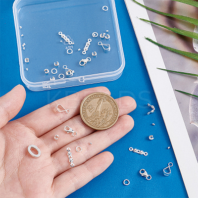 925 Sterling Silver Spring Gate Rings & Tube Bails & Lobster Claw Clasp & Open Jump Rings & Spacer Beads & Crimp Bead Cover FIND-PH0028-32-1