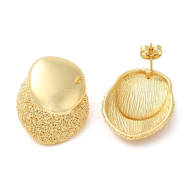 Real 18K Gold Plated Brass Stud Earrings EJEW-G382-10A-G-1