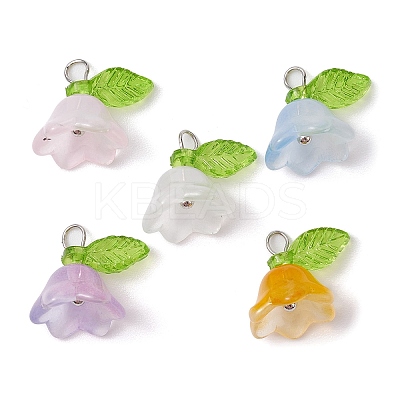 5Pcs 5 Color Glass Flower of Life Charms PALLOY-JF02301-02-1