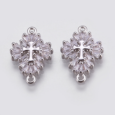 Brass Micro Pave Cubic Zirconia Links ZIRC-E144-12-1