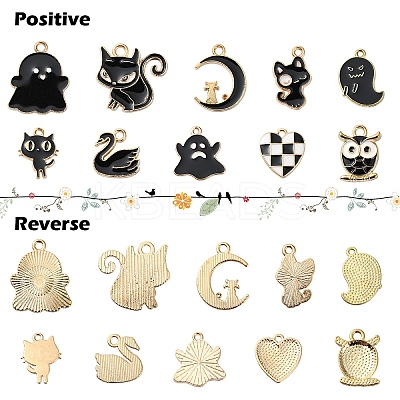 20Pcs 10 Styles Alloy Enamel Pendants ENAM-YW0004-20-1
