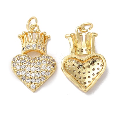 Brass Micro Pave Clear Cubic Zirconia Pendants KK-E068-VA301-2-1