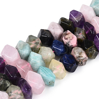 Natural Sodalite & Rhodonite & Prehnite & Amethyst & Rose Quartz & Flower Amazonite & Sunstone Beads Strands G-N358-01A-01-1