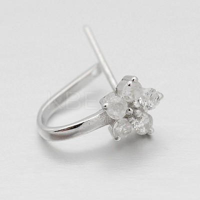 Anti-Tarnish Trendy Rhodium Plated 925 Sterling Silver Micro Pave Cubic Zirconia Pinch Bails STER-M081-072B-1
