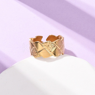 304 Stainless Steel Open Cuff Rings for Women RJEW-K309-27G-1