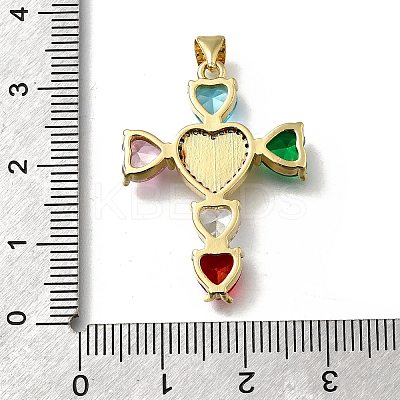 Brass Micro Pave Cubic Zirconia Pendants KK-C090-48G-1