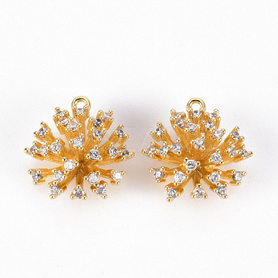 Brass Micro Pave Clear Cubic Zirconia Pendants ZIRC-S068-038-NF-1
