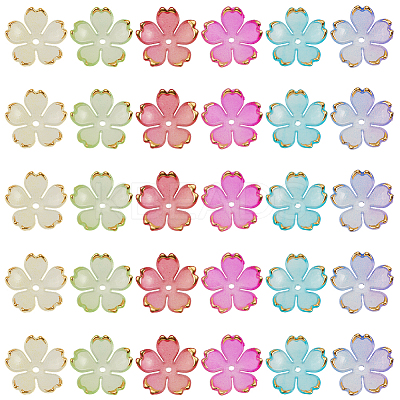 180Pcs 6 Colors Acrylic Bead Caps OACR-PA0001-15-1