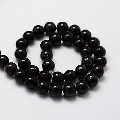 Natural Obsidian Round Beads Strands G-E329-8mm-37-1