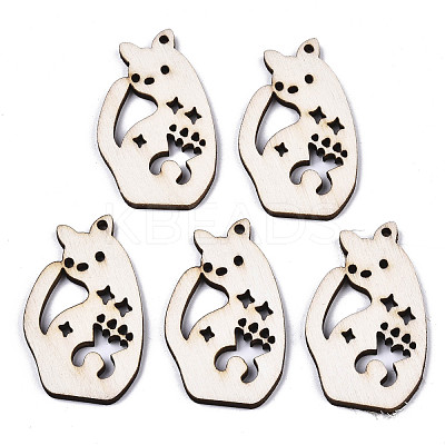 Unfinished Natural Poplar Wood Pendants WOOD-N006-68-1