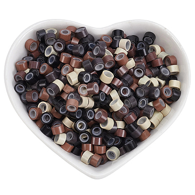 500Pcs 5 Colors Silicone Hair Coil Cuffs OHAR-SP0001-13-1