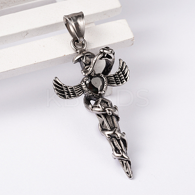 304 Stainless Steel Big Pendants with Rhinestone STAS-K027-02-1