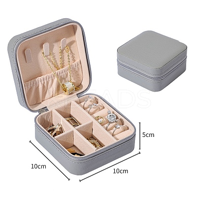 Square PU Leather Jewelry Organizer Zipper Boxes PW-WG92942-02-1
