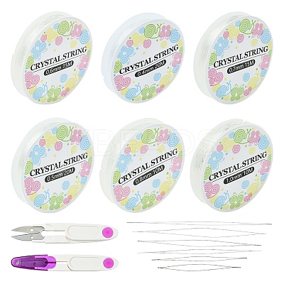 DIY Elastic Crystal Thread & Sewing Scissors & Carbon Steel Big Eye Needle Jewelry Making Findings Kits MACR-YW0010-82-1